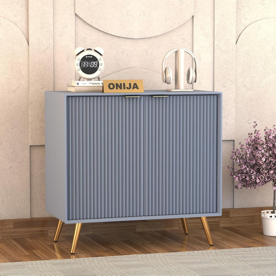 Craft D Art HDMR Premium Wood Sideboard Cabinet (Slate Blue)