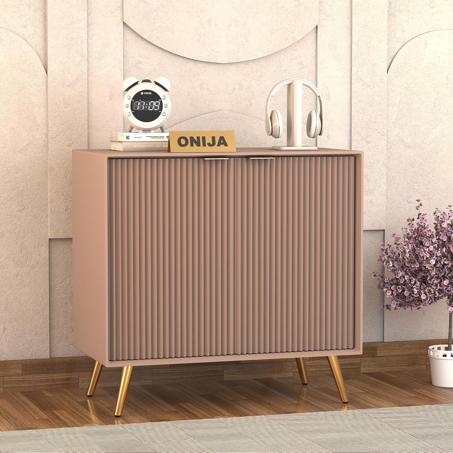 Craft D Art HDMR Premium Wood Sideboard Cabinet (Mocha Beige)
