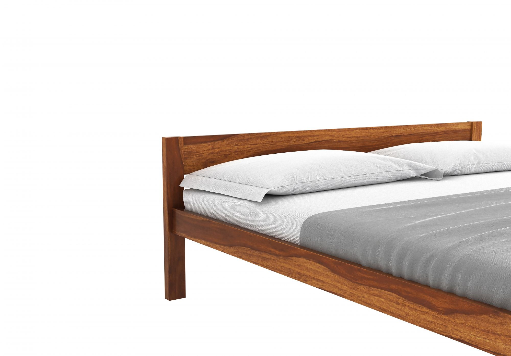 Craft D Art Sheesham Wood King Size Bed Without Storage (Honey Finish)