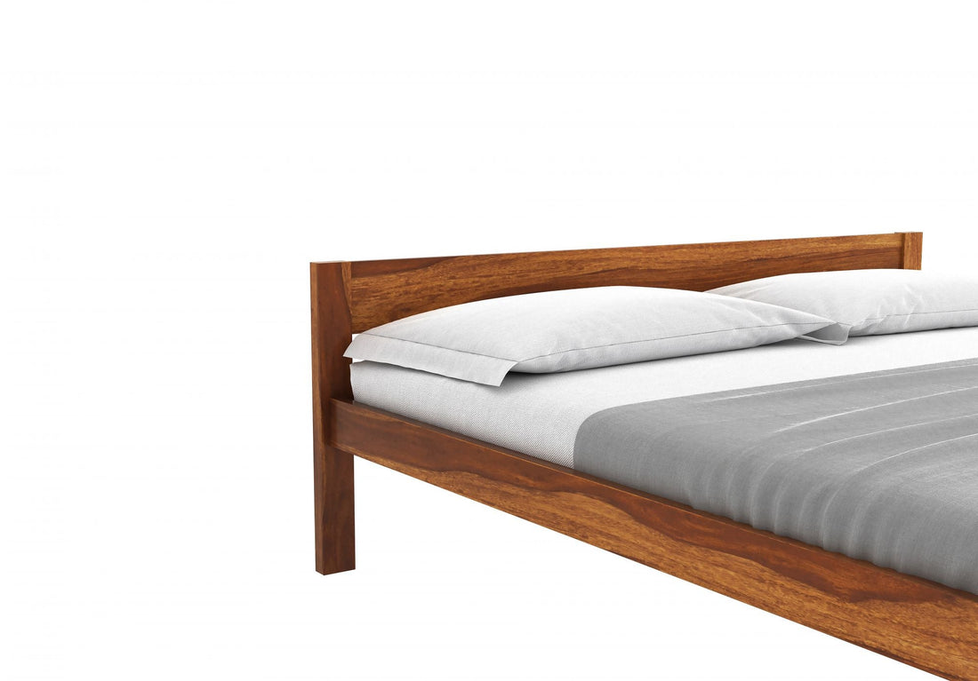 Craft D Art Sheesham Wood King Size Bed Without Storage (Honey Finish)