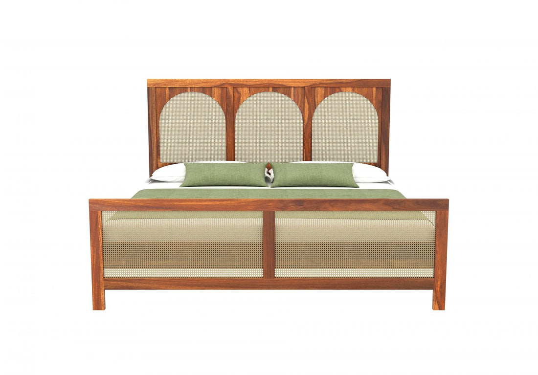Craft D Art Sheesham Wood King Size Bed Without Storage (Honey Finish)