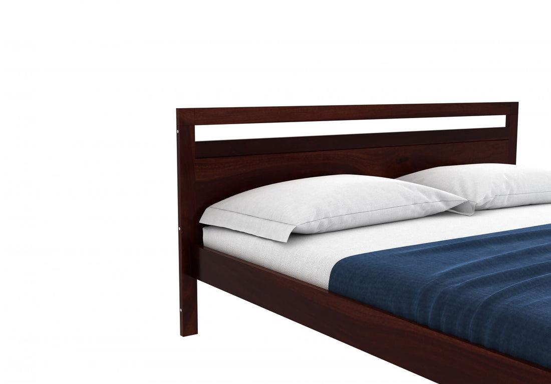 Oraxen Sheesham Wood King Size Bed Without Storage (Walnut Finish)