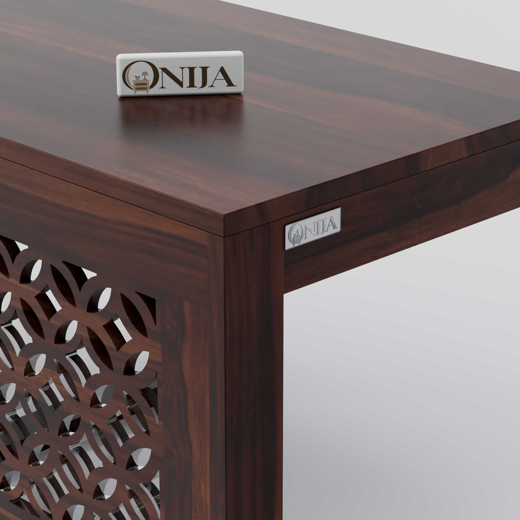 Craft D Art Sheesham Wood Center Table With Stools (Walnut Finish)