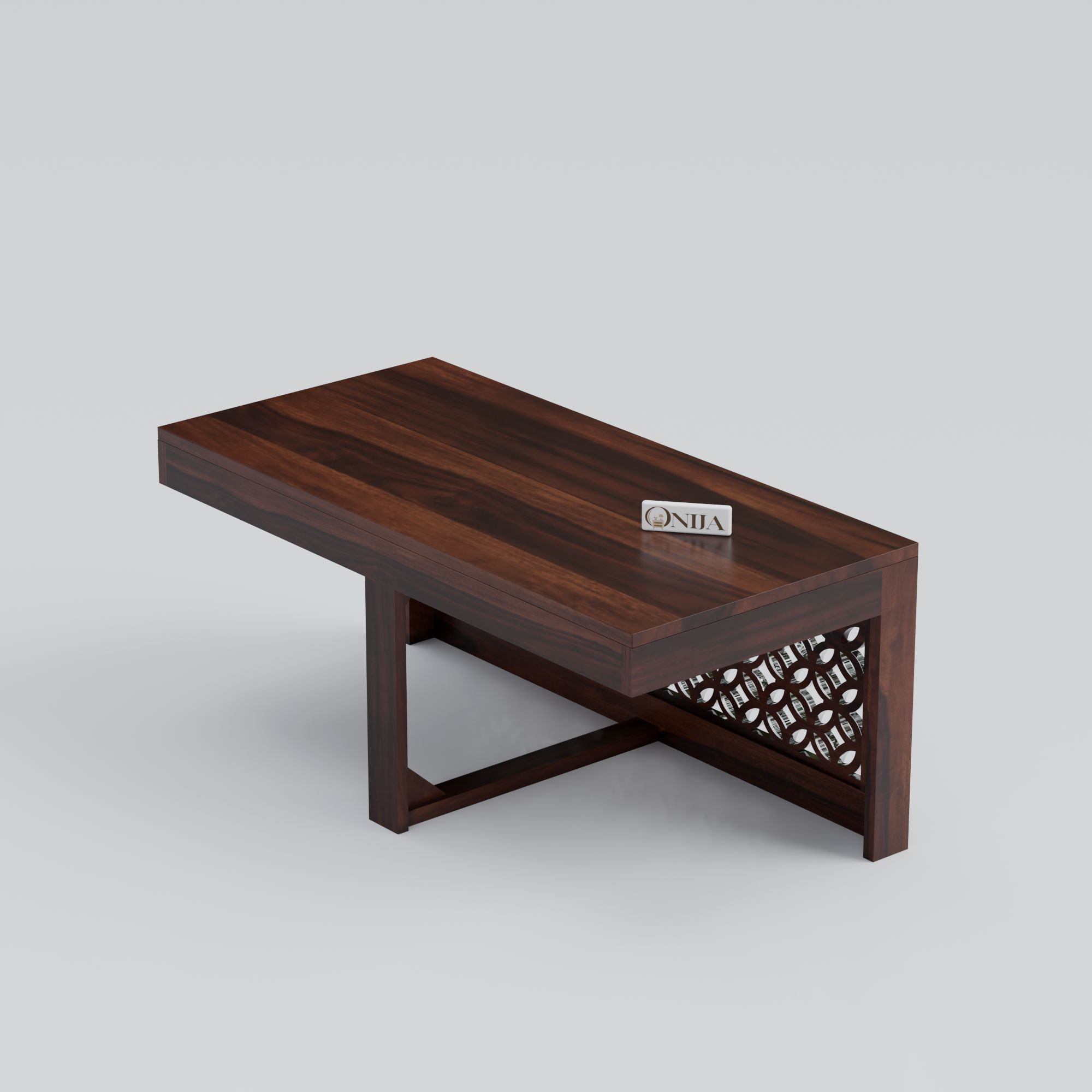 Craft D Art Sheesham Wood Center Table With Stools (Walnut Finish)