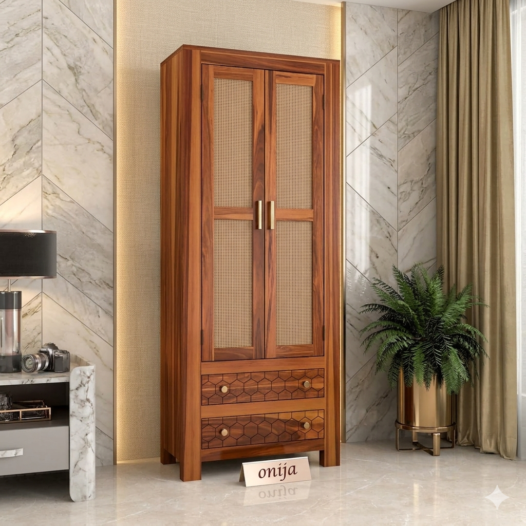 Solid Sheesham Wood Wardrobe Cabinet
