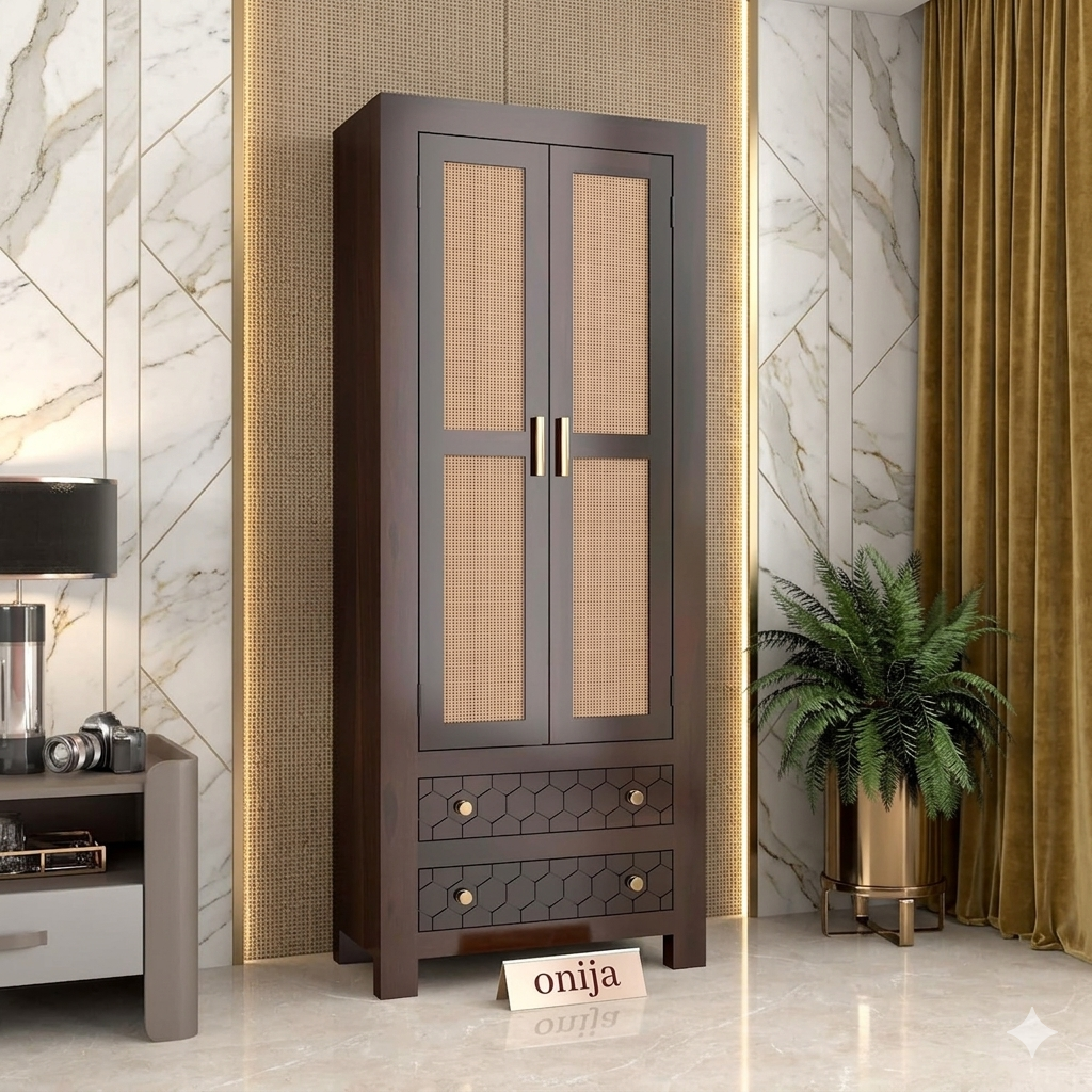 Solid Sheesham Wood Wardrobe Cabinet