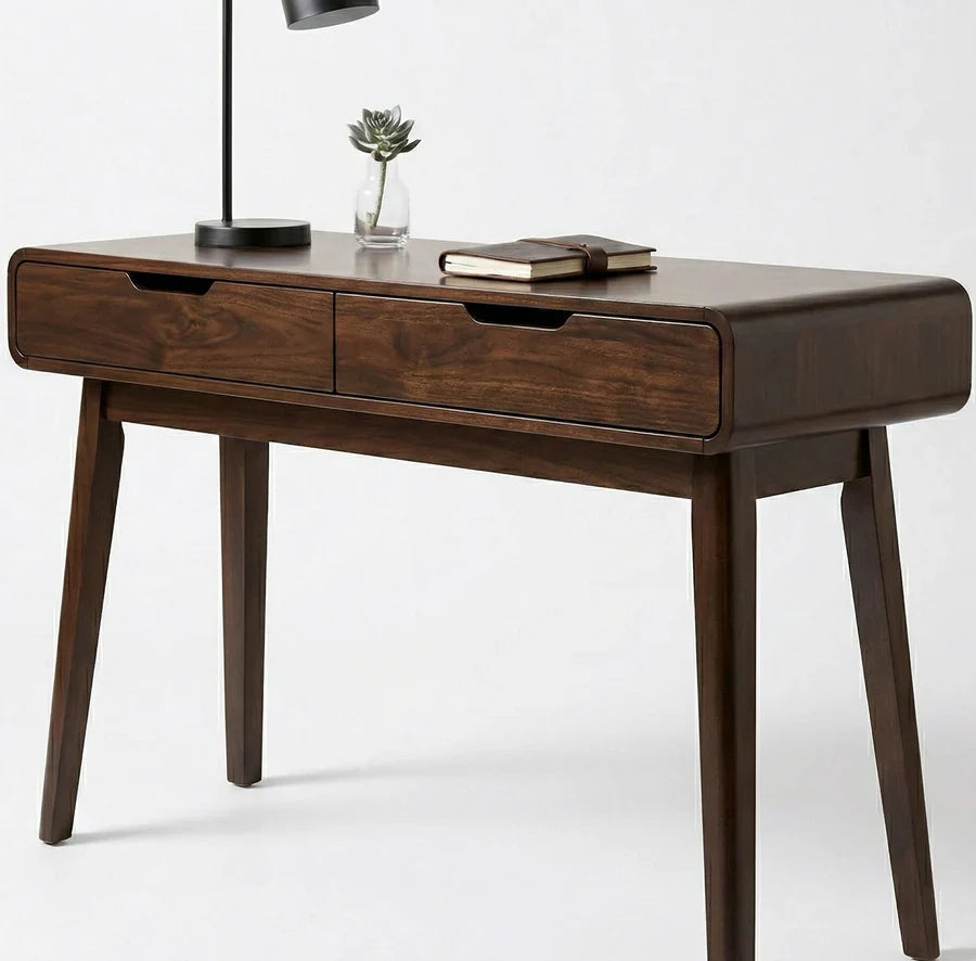Craft D Art Solid Wood Writing Desk with Dual Drawers for Home Office