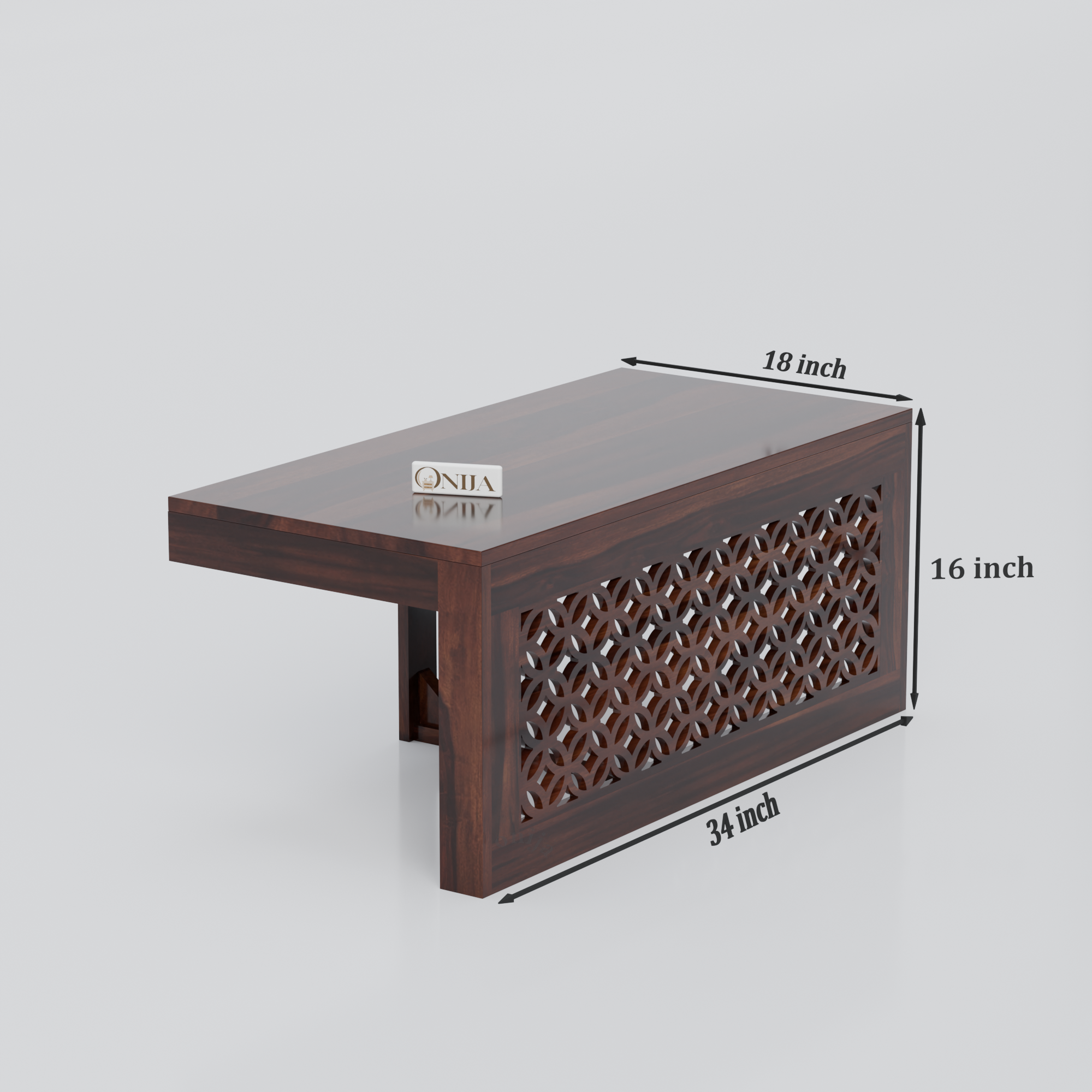 Craft D Art Sheesham Wood Center Table With Stools (Walnut Finish)