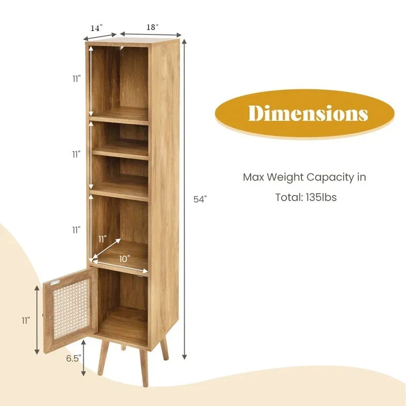 Craft D Art Every Choice Solid Acacia Wood Rattan Bookshelf For Home