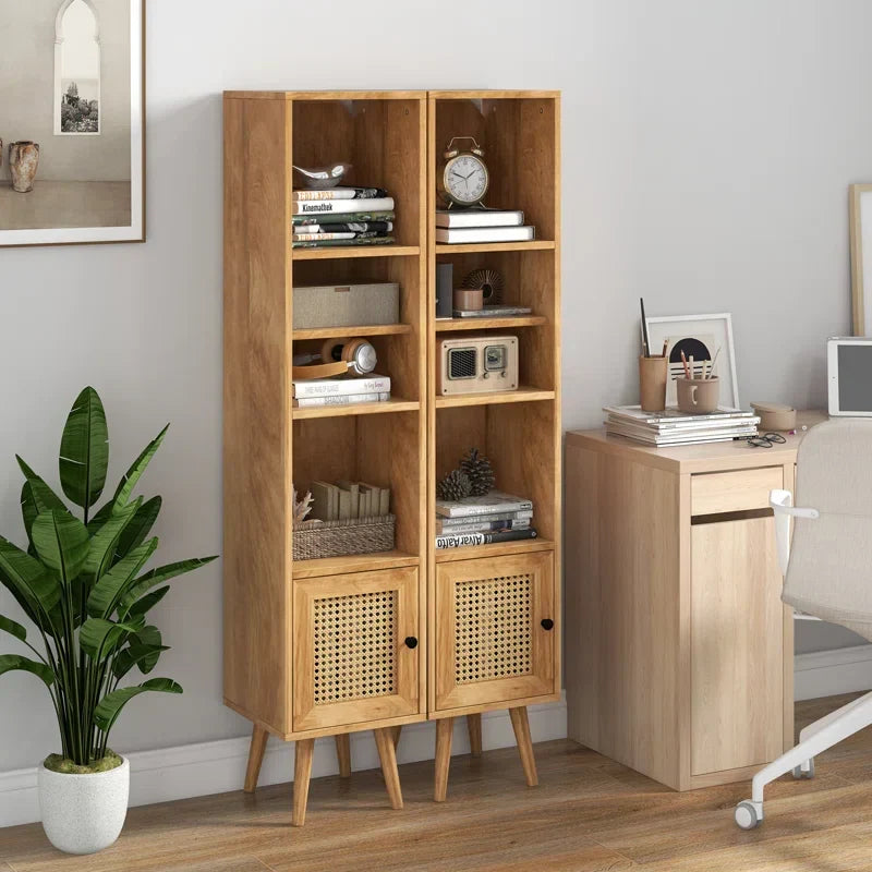 Craft D Art Every Choice Solid Acacia Wood Rattan Bookshelf For Home