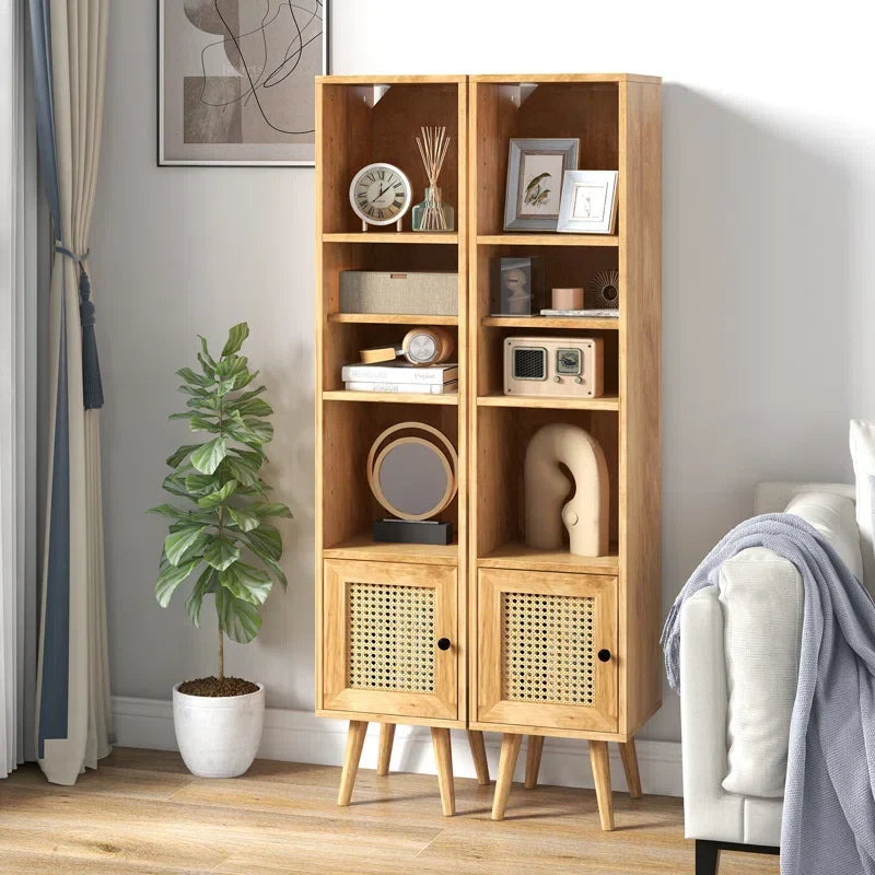 Craft D Art Every Choice Solid Acacia Wood Rattan Bookshelf For Home