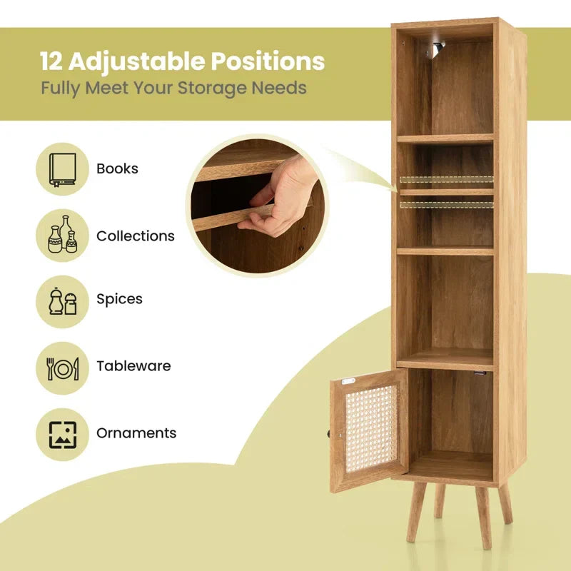 Craft D Art Every Choice Solid Acacia Wood Rattan Bookshelf For Home