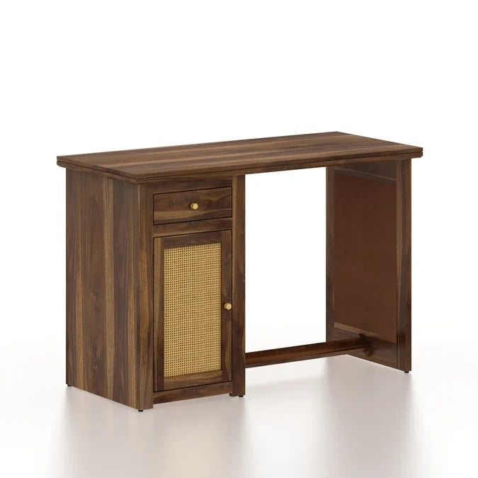 Craft D Art Sheesham Wood Study Desk with Cane Cabinet
