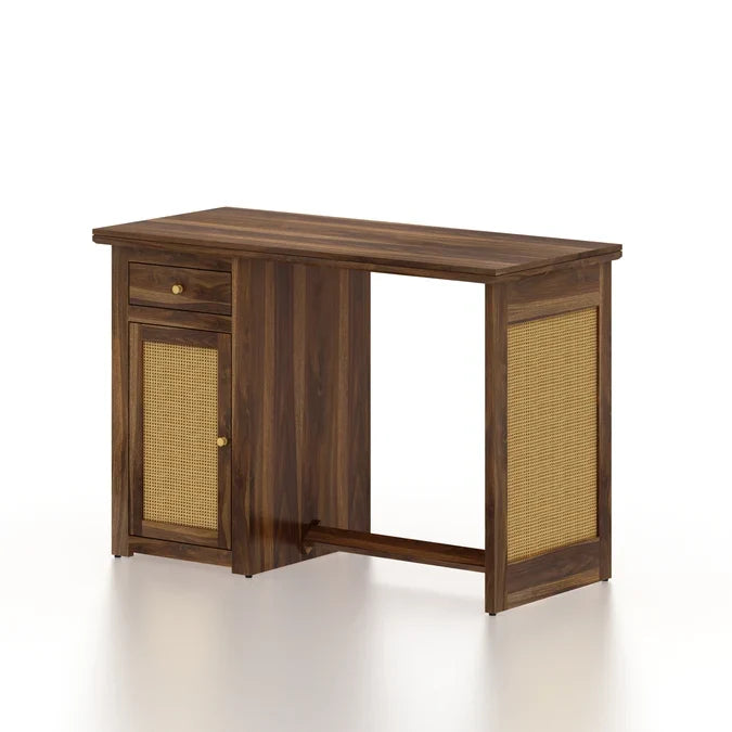 Craft D Art Sheesham Wood Study Desk with Cane Cabinet
