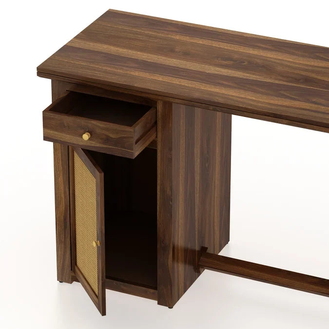 Craft D Art Sheesham Wood Study Desk with Cane Cabinet