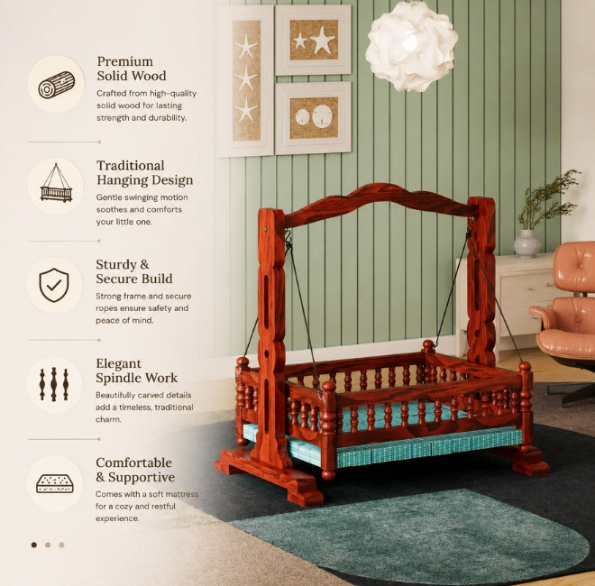 Wooden Baby Cradle for Newborn | Wooden Jhula