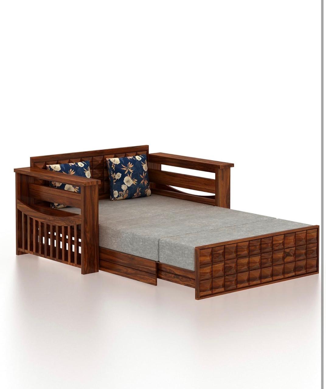 Craft D Art Sheesham Wood Oslo 2 Seater Diamond Sofa cum bed