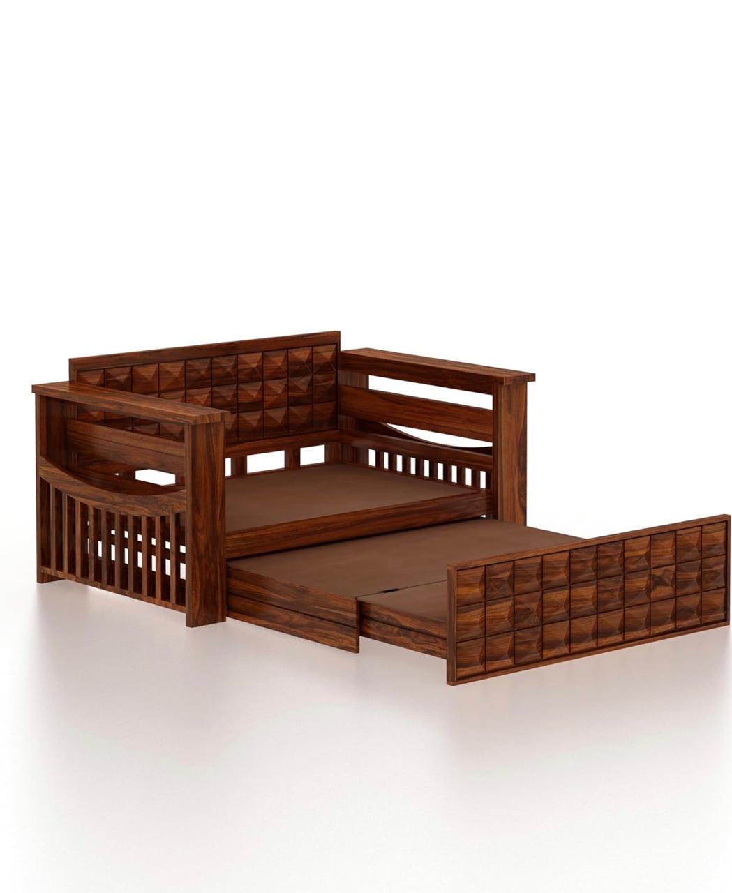 Craft D Art Sheesham Wood Oslo 2 Seater Diamond Sofa cum bed