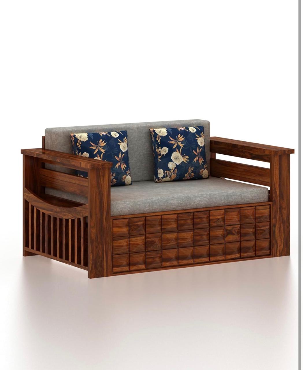 Craft D Art Sheesham Wood Oslo 2 Seater Diamond Sofa cum bed