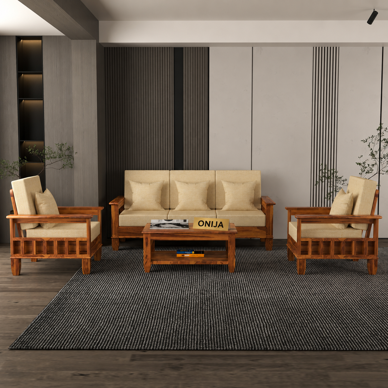 Craft D Art Sheesham Wooden 5 Seater Sofa Set Finish: Honey