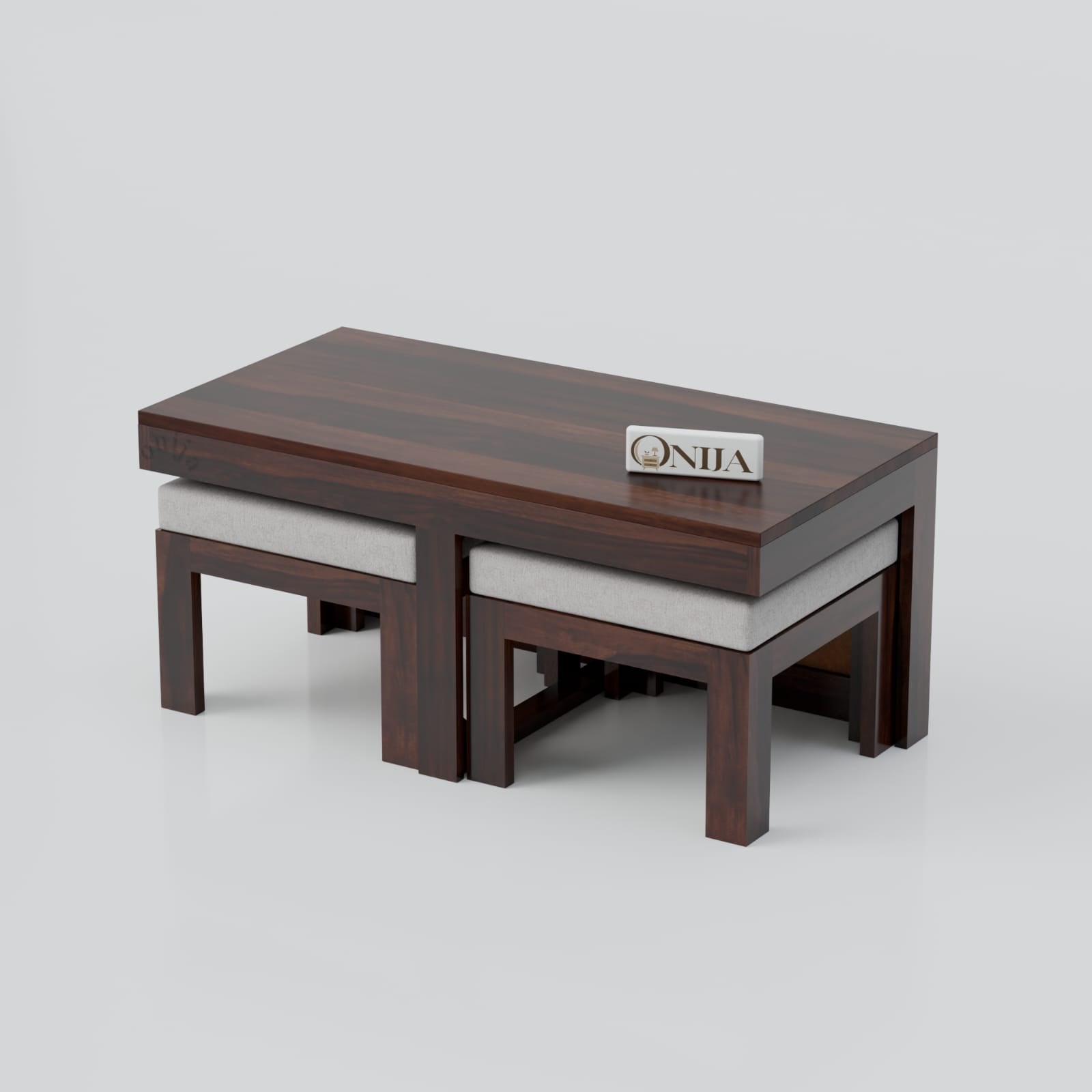 Craft D Art Solid Wood Cane Coffee Table with Hidden Seating