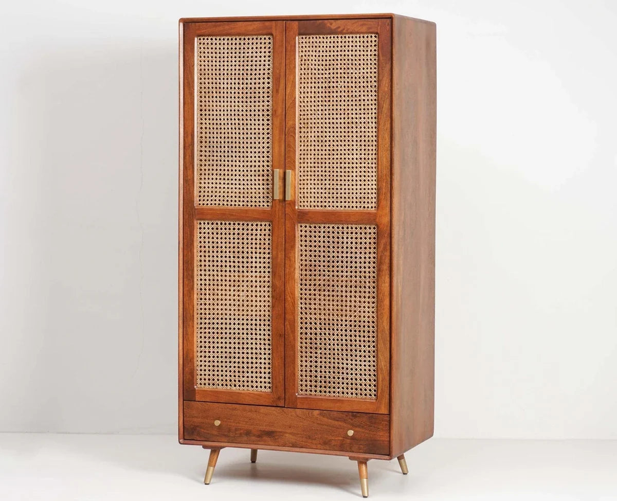 Boston Solid Wood Rattan Cane Wardrobe - Brown Finish Sku: VAP-2165 Ready Stock Add to wishlist  (20)