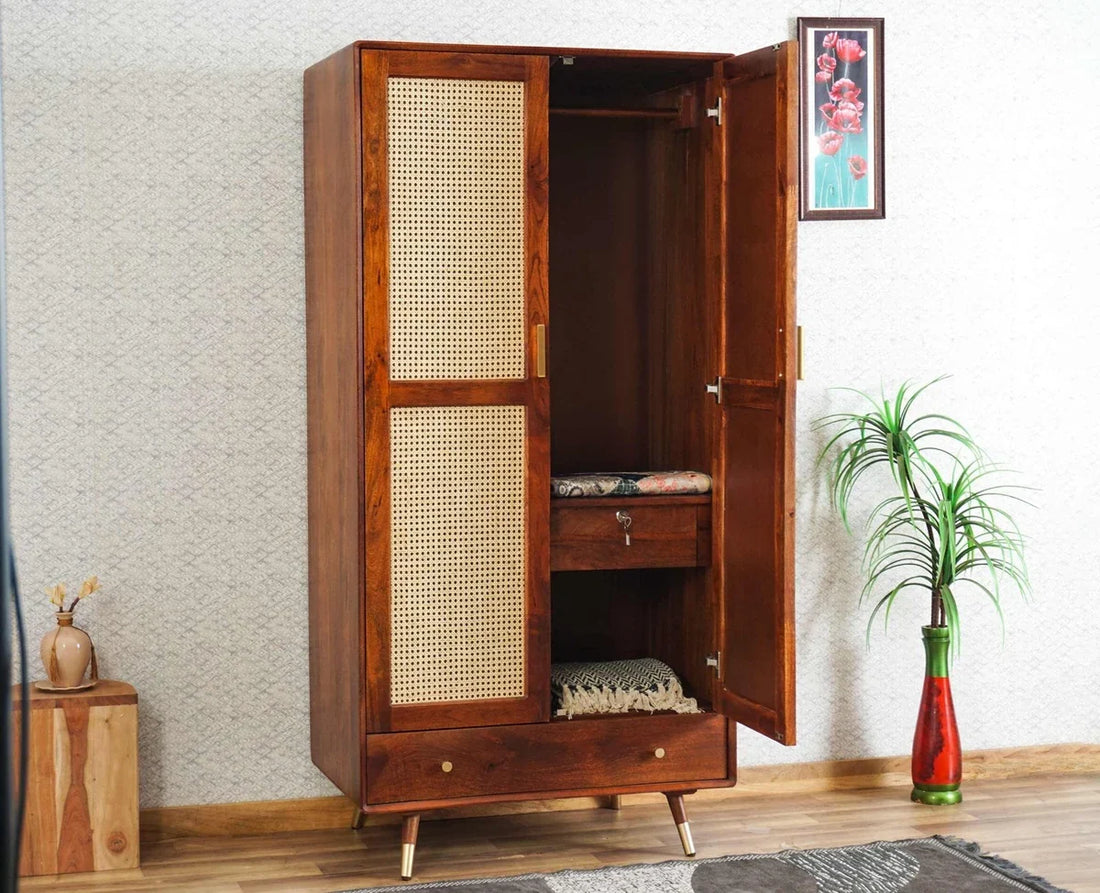 Boston Solid Wood Rattan Cane Wardrobe - Brown Finish Sku: VAP-2165 Ready Stock Add to wishlist  (20)