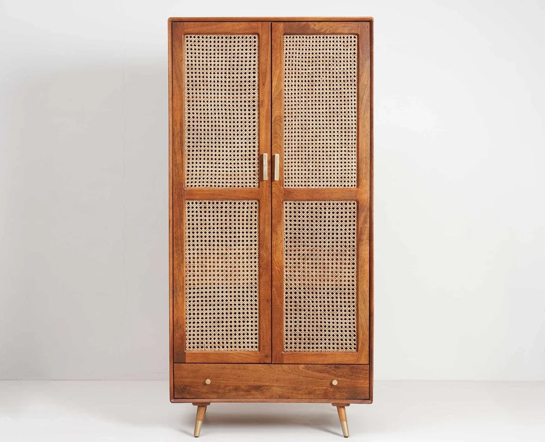 Boston Solid Wood Rattan Cane Wardrobe - Brown Finish Sku: VAP-2165 Ready Stock Add to wishlist  (20)