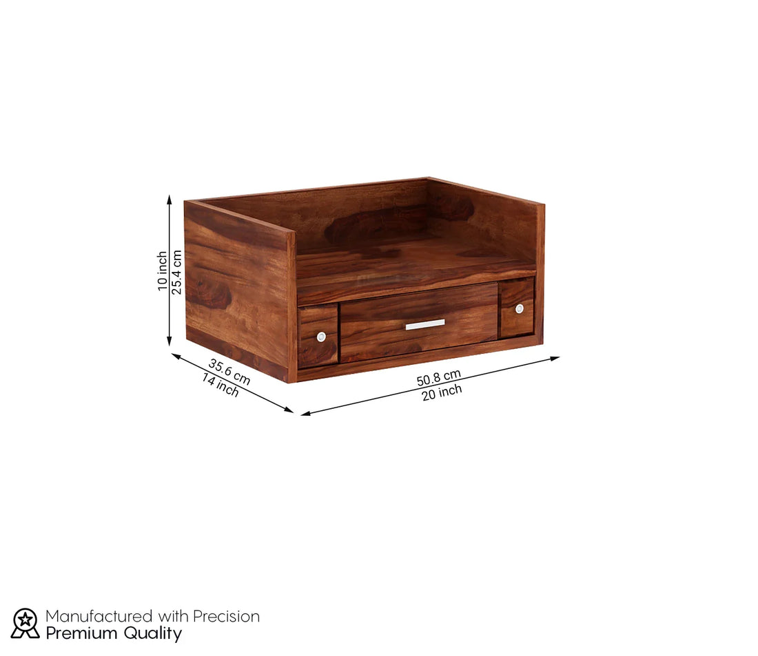 Solid Sheesham Wood Wall Mounted Temple with Drawer