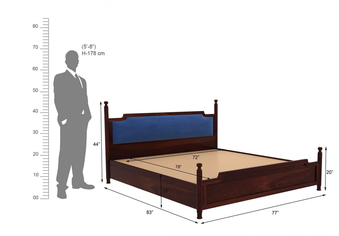 Craft D Art Sheesham Wood King Size Bed Without Storage (Walnut Finish)