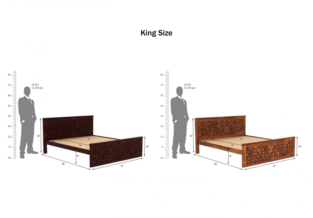 Craft D Art Sheesham Wood King Size Bed Without Storage (Walnut Finish)