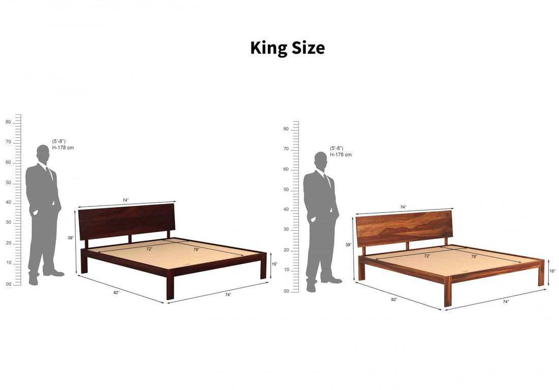 Craft D Art Sheesham Wood King Size Bed Without Storage (Walnut Finish)