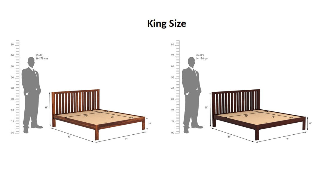 Craft D Art Sheesham Wood King Size Bed Without Storage (Walnut Finish)