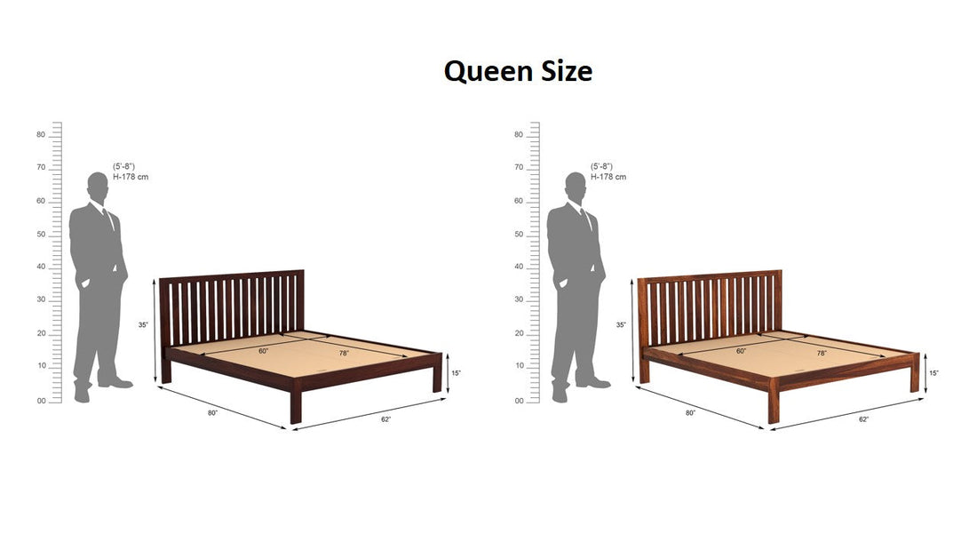 Craft D Art Sheesham Wood Queen Size Bed Without Storage (Walnut Finish)